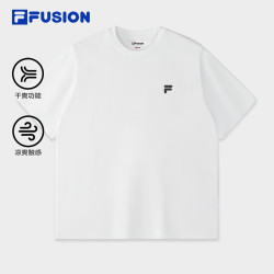 FILA FUSION潮牌男子针织短袖衫2025夏新休闲印花凉感速干T恤 标准白-WT M 170/92A/M