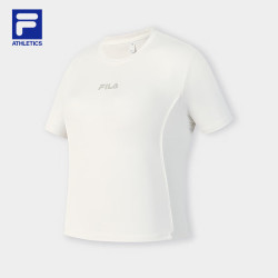 FILA 女子针织短袖衫秋季新款健身运动修身防晒白T恤 鹭白-WT S 160/80A/S