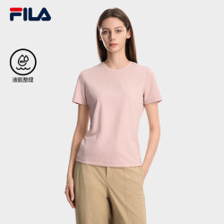 FILA 女子针织短袖衫2026春新款时尚休闲简约日常基础T恤 裸粉色-PK XL 175/92A/XL