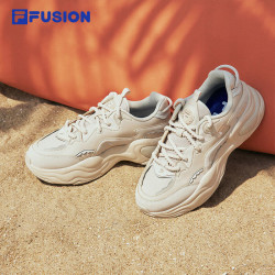 FILA FUSION潮牌女鞋厚底增高休闲鞋运动鞋泡泡鞋 燕麦色/桦树棕-OB 37.5