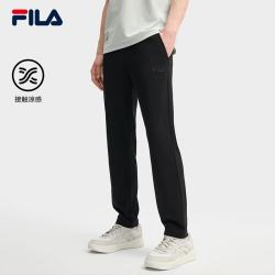 FILA 官方男士针织长裤2025秋季新款时尚休闲基础凉感直口裤 正黑色-BK 3XL 190/96A/XXXL