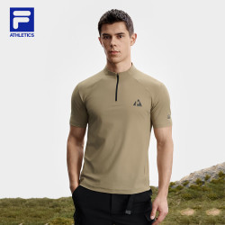 FILA 男子针织上衣秋新款户外运动简约基础半拉链T恤 香咖棕-BG M 170/92A/M