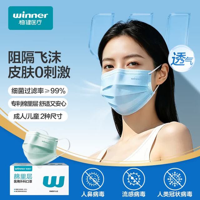 稳健医疗 一次性医用外科口罩夏季透气亲肤 50只/盒