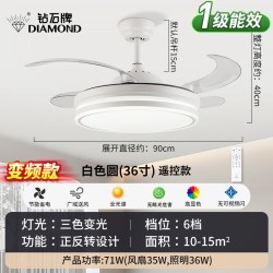钻石牌 隐形风扇灯客厅餐厅新款吊扇灯简约家用一体吸顶吊灯风扇