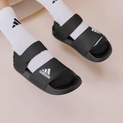 adidas 男子中大童凉鞋魔术贴凉鞋透气童鞋ADILETTE