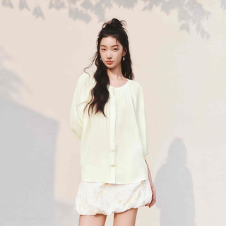 森马 109326105002 七分灯笼袖A字肌理流苏 女士衬衫