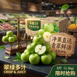城南堡花 山西青苹果水果现摘青平果酸甜孕妇整箱新鲜水果 甄选净果3斤（60-70mm）