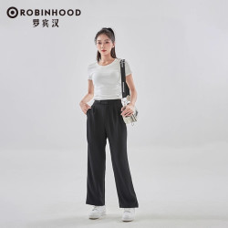 罗宾汉 春季阔腿裤女2025新款小个子休闲直筒裤纯色百搭西装裤子