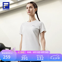 FILA 官方拿铁女孩开肩美背健身运动凉感干爽短T短袖女 星光白-WT S (160) 80A