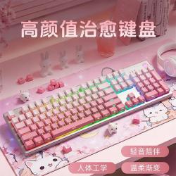 惠普 有线游戏键盘薄膜手感电竞女生办公打字台式笔记本鼠标套装