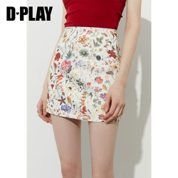 D·PLAY DPLAY白色印花半身裙女2026年夏季印花短裙A字裙