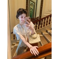 鱼兔子的兔子宫廷风斗篷式短袖t恤女夏季法式小资漂亮的蕾丝上衣 白色 M