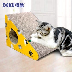 得酷 猫抓板磨爪器 瓦楞纸猫爪板猫玩具 黄三角形 适7斤猫 27*27*36.8CM