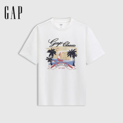 Gap 竹节棉海岛印花圆领短袖T恤（多款任选）
