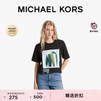 MICHAEL KORS 迈克高仕 MK 女士印花亚麻棉短袖T恤 黑色 001(黄瓜) L