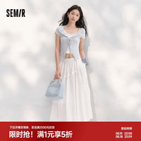 森马 商场同款|半身裙女26夏灵动蝴蝶结长裙纯白a字裙子101326120011