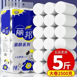 卫生纸 卷纸 5斤18卷 家用实惠 无芯卷筒纸