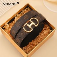 奥康 女士牛皮皮带 黑色 简约百搭