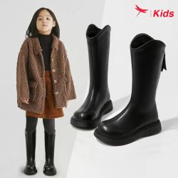 红蜻蜓儿童 红蜻蜓女童鞋儿童长靴子2026新款春秋高筒长筒皮靴冬季秋冬款马丁