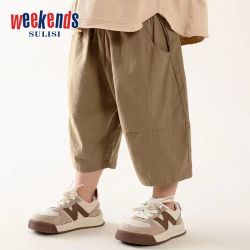sulisi weekends WEEKENDS男童七分裤夏季新款短裤中小童休闲过膝透气宽松七分裤潮