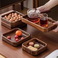 茉舟 胡桃木盘子木质托盘餐盘家用会议宴会干果盘点心盘方形加厚可堆叠 胡桃木整木可堆叠
