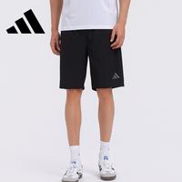 adidas 梭织弹力松紧腰 运动五分裤