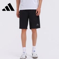 adidas 梭织弹力松紧腰 运动五分裤