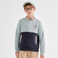 暇步士 男童撞色卫衣简约休闲风春秋季运动卫衣休闲长袖卫衣学生拜年服