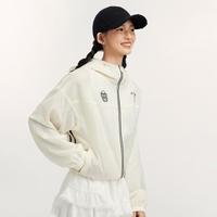李宁 外套女秋季复古足球开衫连帽卫衣防风薄款上衣夹克运动服