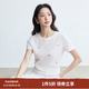 茵曼 白色短袖t恤女2026新款重工绣花圆领修身显瘦上衣女 白色 S