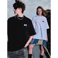 FORNINES 王奕同款FORNINES重磅纯棉刺绣短袖t恤男女款宽松百搭半截袖夏季