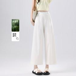 町缇 蕾丝高腰直筒裤女设计感夏款小个子垂顺显瘦休闲裤