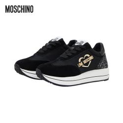 MOSCHINO 女士Logo印花亮片金葱运动鞋