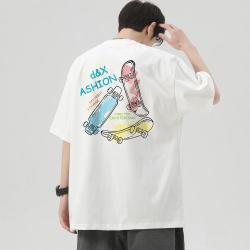 d&x 男士舒适户外运动透气短袖上衣青少年潮流帅气印花男式T恤