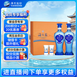 洋河 海之蓝 蓝色经典 52%vol 浓香型白酒 480ml*2瓶 礼盒装