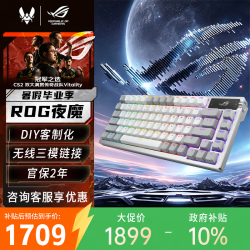 华硕 ROG 夜魔NX机械键盘 OLED屏 Gasket结构 月耀白 雪武白轴