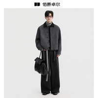 伯爵卓尔 全羊毛撞色拼接双面呢夹克