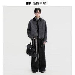 伯爵卓尔 全羊毛撞色拼接双面呢夹克