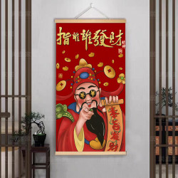 客厅玄关装饰画沙发背景墙家居饰品挂画卷轴实木挂轴国潮字画喷绘