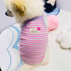 春夏季薄款彩虹条纹宠物吊带小型犬猫咪透气舒适衣服