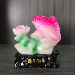 （长10cm）小款年年有余高档新中式工艺品客厅装饰手工树脂摆件