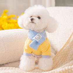 嬉皮狗 [达人]狗狗衣服马卡龙领标狗狗打底衫舒适宠物衣服秋冬送围巾0423