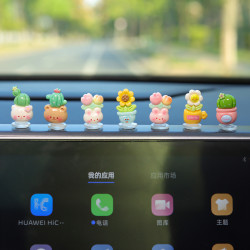 可爱仿真小花盆栽汽车摆件中控台副驾驶电动车装饰车载用品耐高温