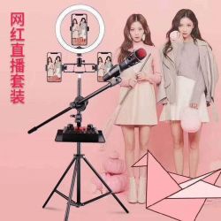 华艺之声 户外支架美颜补光灯直播支架网红神器多功能自拍杆声卡托盘室内多