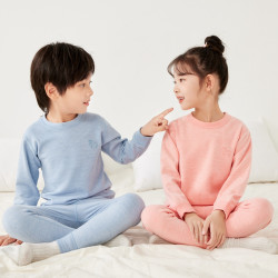 男女儿童雪绒保暖内衣套装打底秋衣秋裤中大童秋冬上领睡衣睡裤