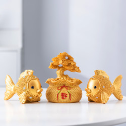 智老板 高端小金鱼摆件创意轻奢装饰品客厅酒柜电视柜摆件乔迁新家送礼