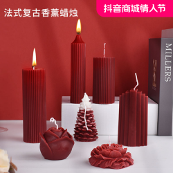 过年红色香薰蜡烛结婚家用新年摆件低温蜡烛无烟过年布置新年装饰
