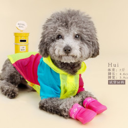 嬉皮狗 狗狗糖果色狗狗鞋子雨鞋透气防水雨鞋子夏季宠物雨靴0068