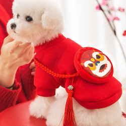 嬉皮狗 [达人]新春舞狮休闲背包卫衣保暖可爱宠物小型幼犬比熊春夏5844