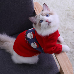 猫咪衣服秋冬季保暖圣诞新年布偶狗狗猫猫防掉毛小猫宠物幼猫毛衣